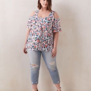 PENNINGTONS NWT size 6X A-line Cold Shoulder Blouse In Every Story floral print